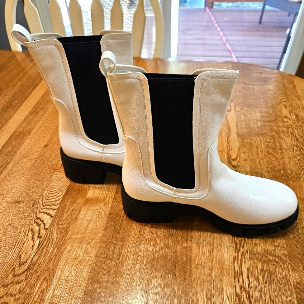 White and Black Women's Boots, Sz 11, New